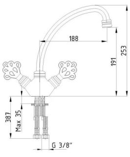 Смеситель для раковины E.C.A. Ottoman 102208003EX антик лак