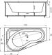Акриловая ванна Aquatek Медея MED180-0000037 170х95 см левая с фронтальным экраном вклеенный цельносварной металлический каркас