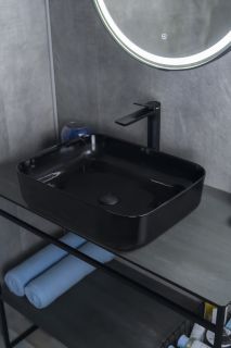 Раковина Gid BL1304 53351 накладная черная глянцевая 50x39x13