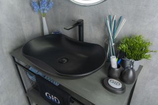 Раковина Gid Bm9175 53333 накладная черная матовая 66.5x41x12