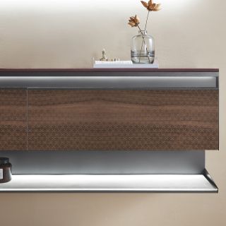 Комплект мебели для ванной Black&White Gravity V-2440 Unihopper drawers Ar.stone 2-hole mirror LED Anti-fog