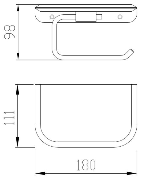 Бумагодержатель ABBER Nord AA1530B с полкой для телефона чёрный матовый
