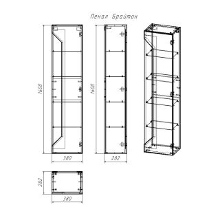 Пенал Бриклаер Брайтон 4627125415746 38 см белый/дуб