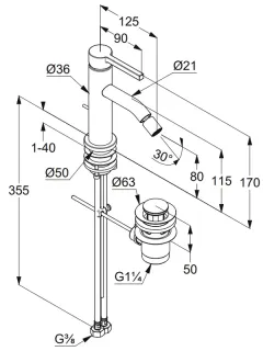 Смеситель для биде Kludi Nova Fonte Pura 20216N115 брашированная бронза