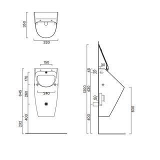 Catalano Писсуар c отв. под крышку Rimless 64x32 , покрытие Cataglaze+, цвет белый глянцевый