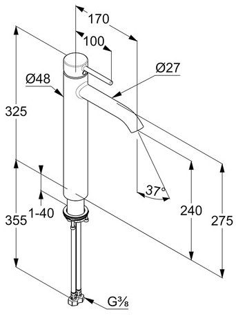 Смеситель для накладной раковины Kludi Bozz хром 382860576