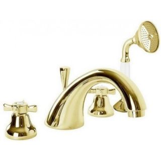 Смеситель на борт ванны с ручным выдвижным душем, золото Cezares LORD-BVD-03/24-Bi