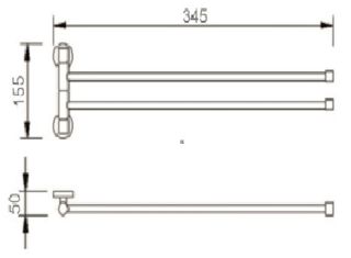 Поворотный полотенцедержатель РМС A1024 двойной хром