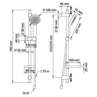 Душевой гарнитур Swedbe Hermes 5106B чёрный