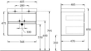 Тумба под раковину Kerama Marazzi Cubo CUB.60.2\LIM 60 см лимо матовый