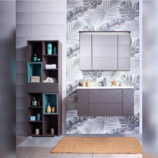 Тумба под раковину Бриклаер Кристалл 4627125414565 100 см ясень анкор темный/графит