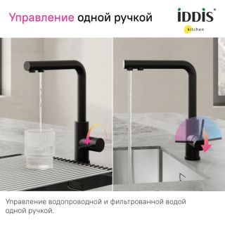 Смеситель для кухни IDDIS Rule RULBLLFi05 с фильтром чёрный матовый