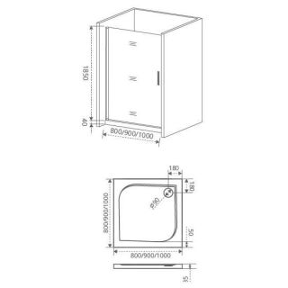 Душевая дверь в нишу Good Door Fantasy DR-100-F-CH стекло прозрачное с зеркальным рисунком Фэнтази