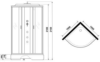 Душевая кабина Niagara NG-3502-14F с гидромассажем 100x100см серебро/тонированное