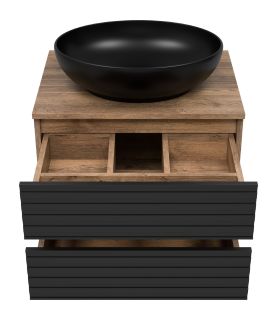 Подвесная тумба под раковину Brevita Dakota DAK-09060-19/02-2Я 60см дуб Галифакс олово/чёрный