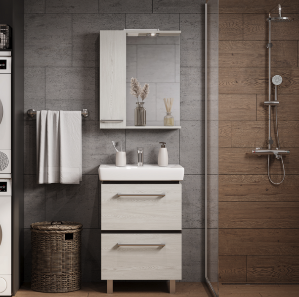 Зеркальный шкаф Акватон Ронда 60см дуб сомерсет 1A205102RSC2L