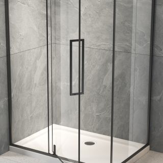 Душевой уголок Veconi Rovigo RV-034B, 1200х1000х1950, черный, прозрачное стекло