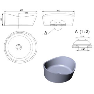 Раковина Holbi Mars 42см белый/цветной матовый 1.02.003.11.2