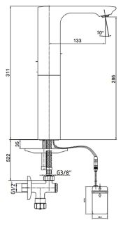 Высокий электронный смеситель для раковины E.C.A. Photoscell 108108036EX хром