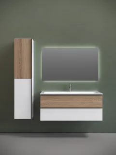 Подвесная тумба под раковину Sancos Delta DL120W 120см дуб светлый/белый