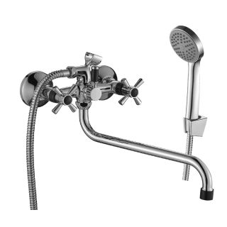 Смеситель для ванны Decoroom с ручным душем хром/чёрный DR51045-Black