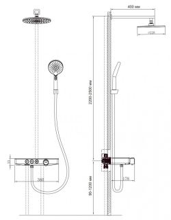 Душевой комплект Berges Morans с термостатом и изливом чёрный матовый