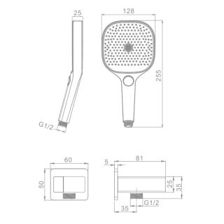 Лейка для душа с держателем и шлангом Raglo R476.40.03 золотой сатин