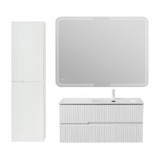 База под раковину Cezares подвесная с двумя выкатными ящиками, правосторонняя, Bianco Lucido, 1000x457x500, DUET-N-1000-2C-SO-BL-R