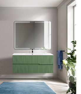 База под раковину Cezares подвесная с двумя выкатными ящиками, Фисташковый Софт, 1200x457x500, DUET-N-1200-2C-SO-PS-P