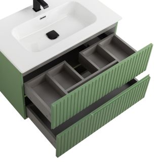 База под раковину Cezares подвесная с двумя выкатными ящиками, Фисташковый Софт, 800x457x500, DUET-N-800-2C-SO-PS-P