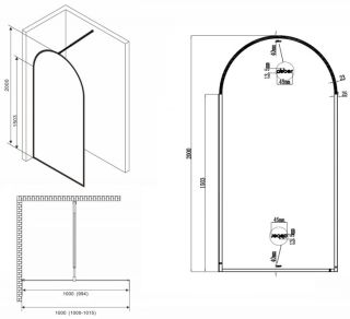 Душевая перегородка ABBER Immer Offen AG64100B8 100см чёрный
