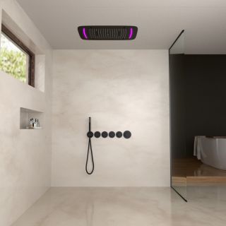 Душевой комплект Timo Saona SX-2319/03SM с термостатом чёрный матовый