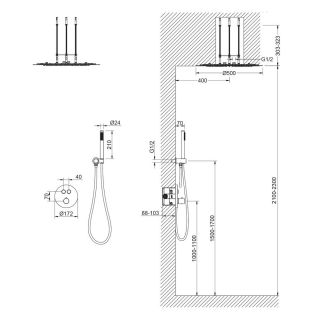 Душевой комплект Timo Saona SX-2370/18SM с термостатом чёрное золото