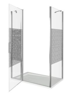 Боковая часть Good Door FANTASY SP-90-F-CH стекло прозрачное с зеркальным рисунком Фэнтази