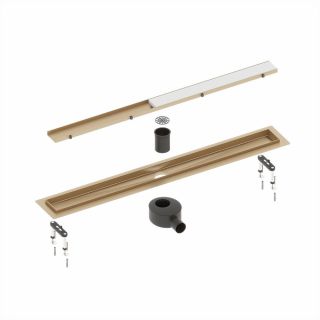 Душевой лоток Timo Drain System DS230210/17 100см с двусторонней панелью plate под плитку золото матовое