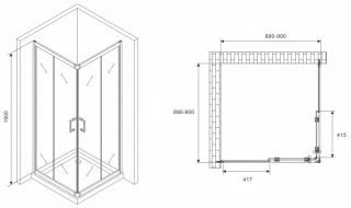 Душевой уголок ABBER Schwarzer Diamant AG020905 90x90см хром