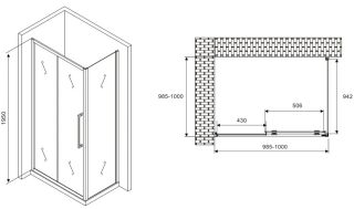 Душевой уголок ABBER Schwarzer Diamant AG30100MH-S100M 100x100см хром