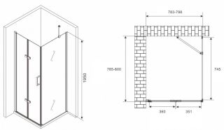 Душевой уголок ABBER Zart AG08080P-S81 80x80см хром