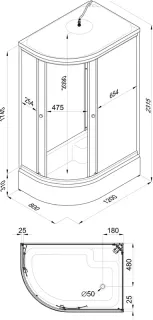 Душевая кабина Triton Коралл Щ0000038533 правая 120x80 см профиль белый стекло мозаика
