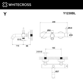 Смеситель для ванны WHITECROSS Y Y1230BL чёрный матовый