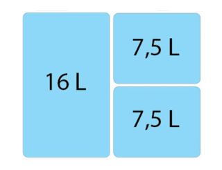 Система сортировки мусора Alveus ALBIO 1090337 1X16 L+2X7,5 L серый пластик