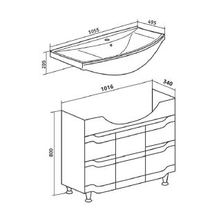 Тумба под раковину Runo  (под умывальник Стиль 105) Стиль 105 (00000001118)