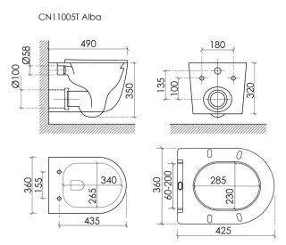 Унитаз подвесной Ceramicanova Alba CN11005T белый