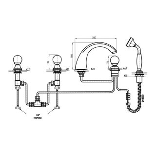 Смеситель на борт ванны Rav Slezak Brilliance BRILLIANCE169.5PZ бронза
