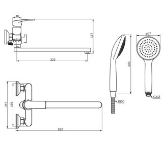Смеситель для ванны и душа Damixa Eclipse 2.0 489500000 хром