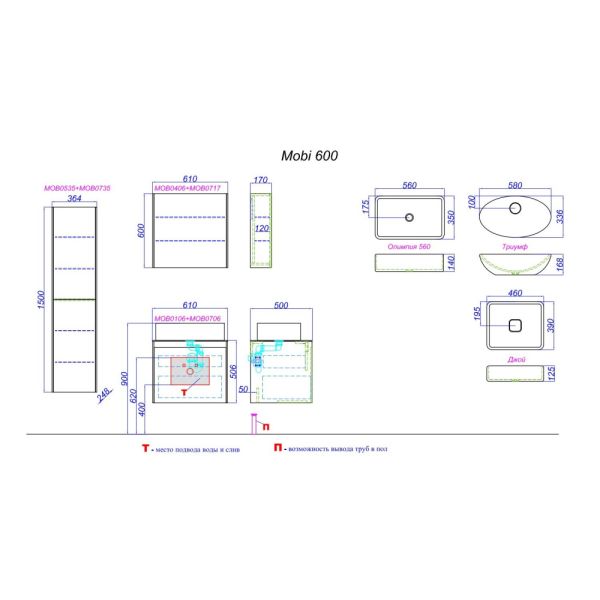 Aqwella Mobi комплект боковин зеркального шкафа, цвет белый, 17 см