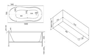 Акриловая ванна Bas Тесса Standart 140x70