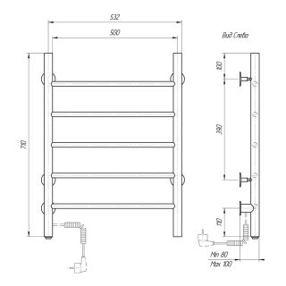 Полотенцесушитель электрический Domoterm Аврора DMT 109-5 50x71 EK L хром