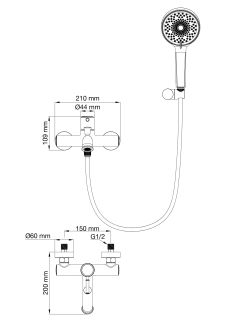Смеситель для ванны с душем Wonzon & Woghand Tor WW-88037073-BG брашированное золото