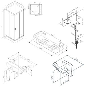 Душевой уголок AM.PM Gem WK90EO  профиль черный 90х90 см
